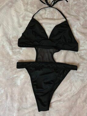 FESTIVAL BODYSUIT | BLACK SHEER HALTER RAVE BODYSUIT